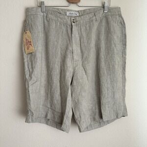 Madda Fella Linen Shorts Mens 38 Green‎ 100% Linen Key West Casual Coastal NEW
